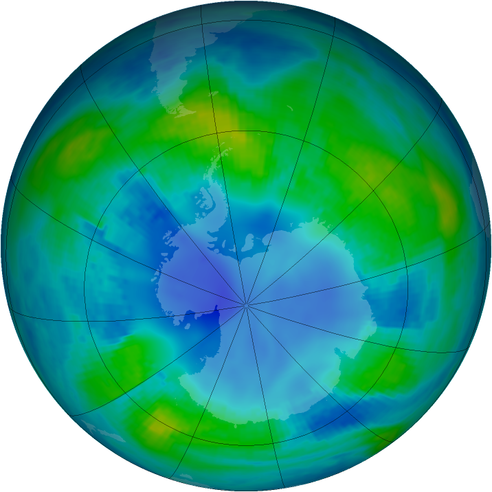 Antarctic ozone map for 29 April 1986